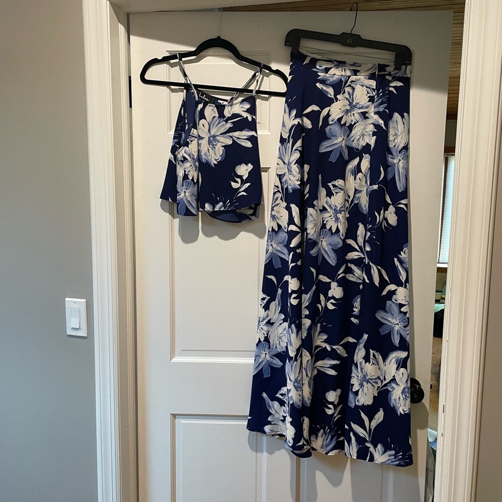 Two piece floral skirt and matching top
